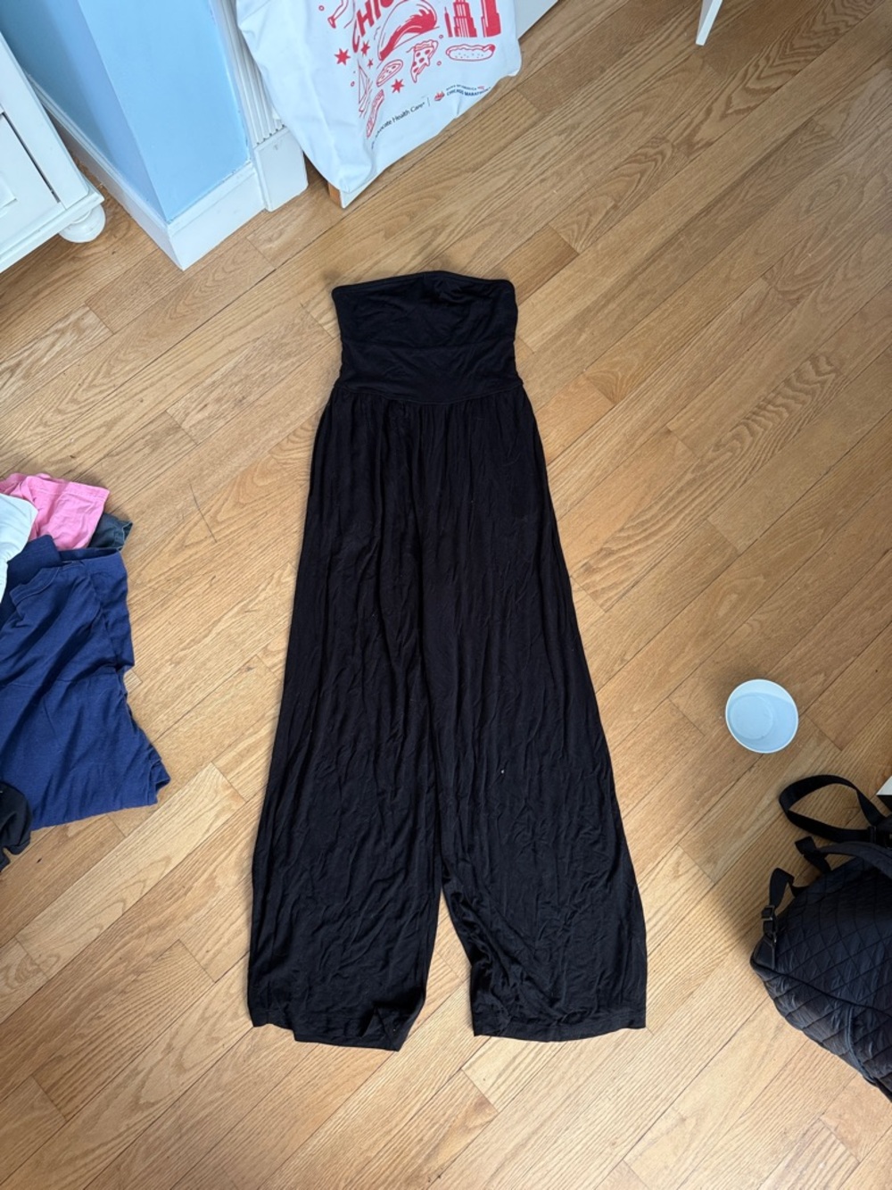 Mona B Strapless Black Wide-Leg Jumpsuit
